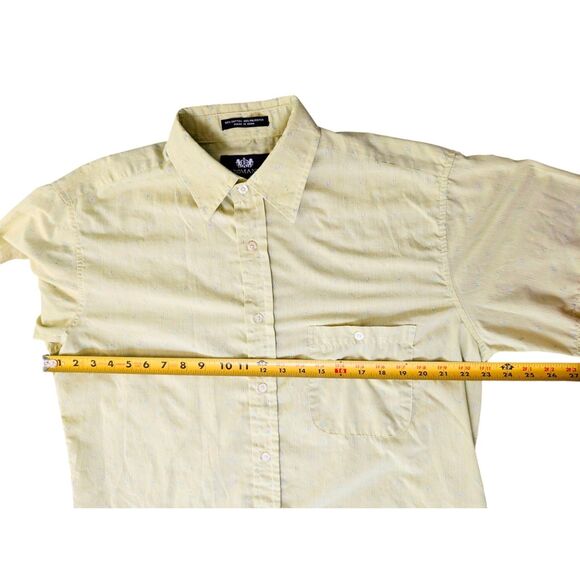 Vintage 90s Domani Men's Lime Green Confetti Button Down Shirt Size M - Picture 7 of 10